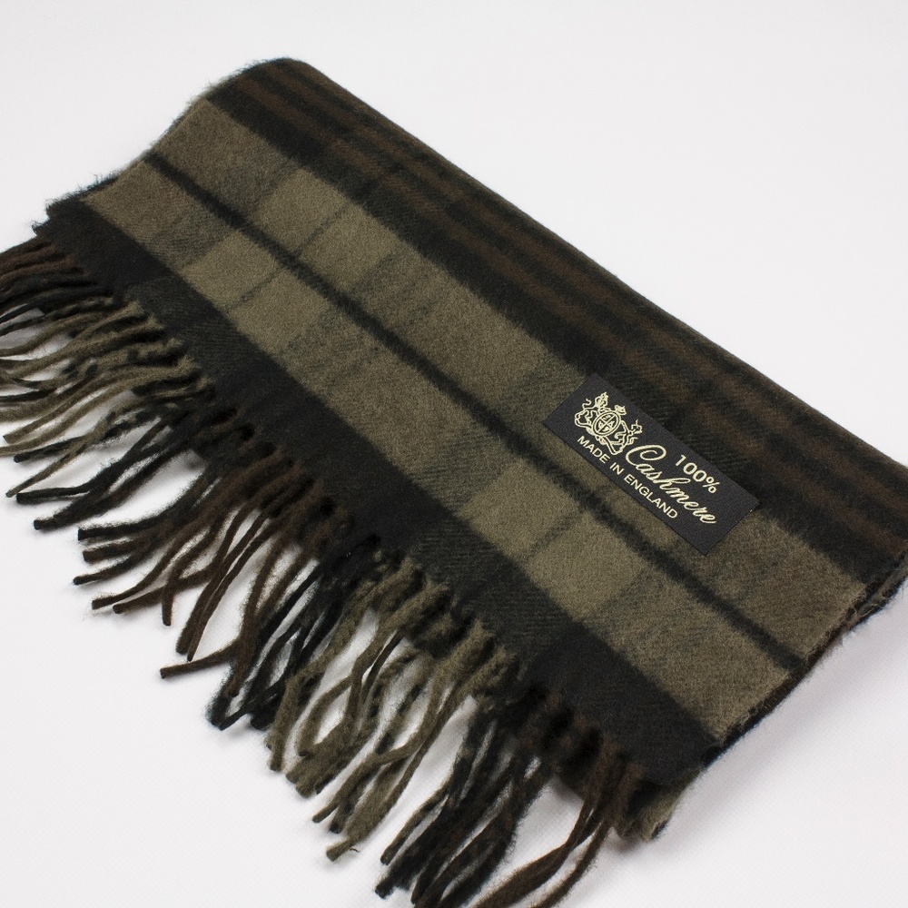 Striped Brown and Tan Cashmere Scarf